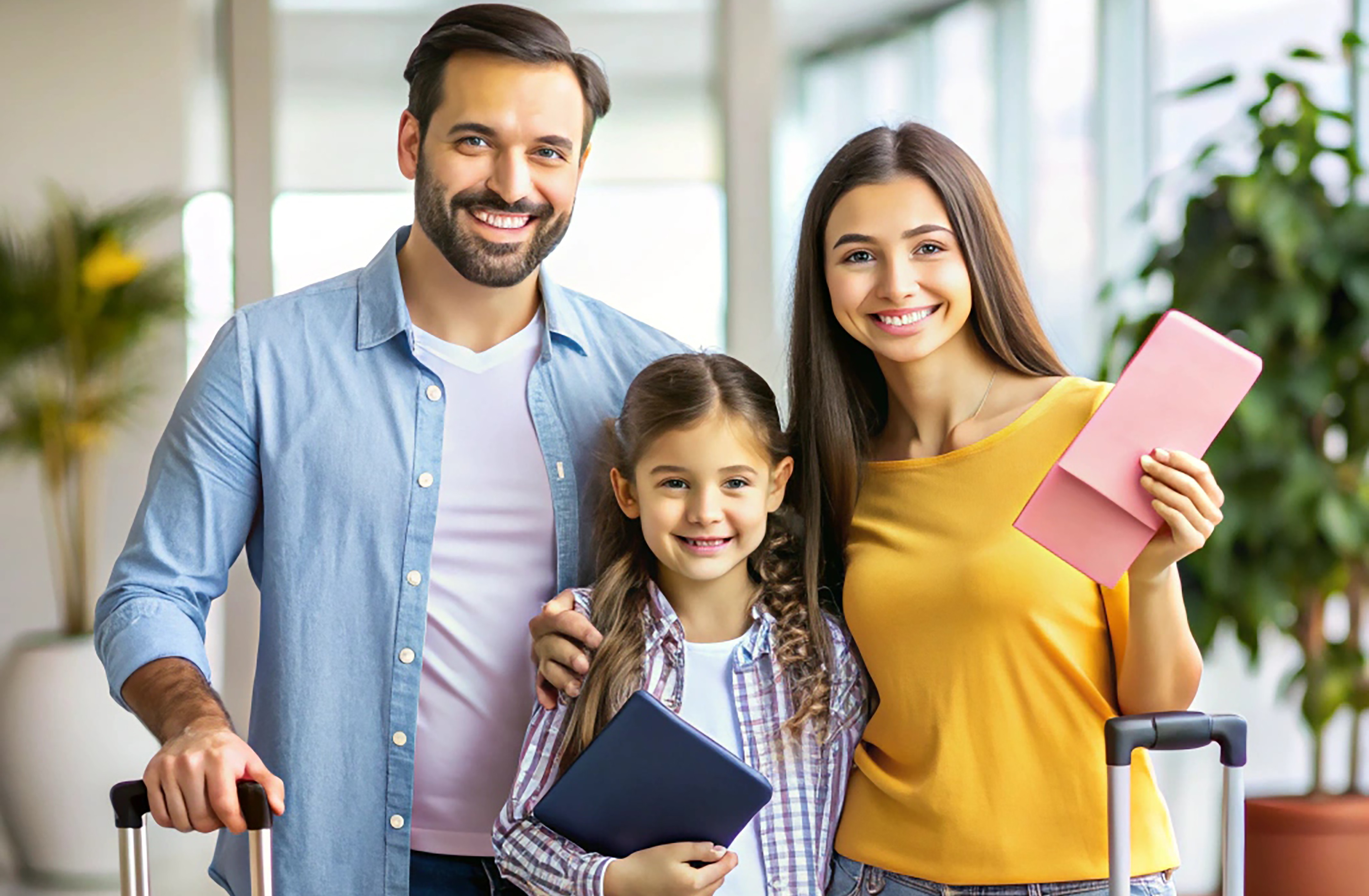 Family showing passports
